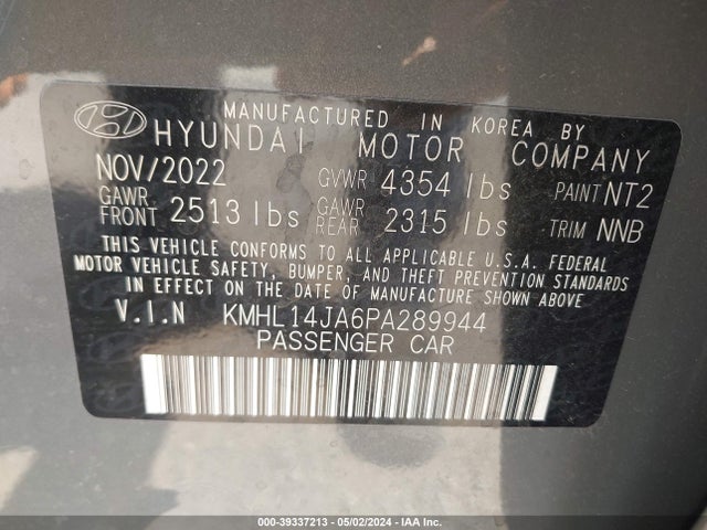 Hyundai SONATA SEL 2023 KMHL14JA6PA289944 Image 9