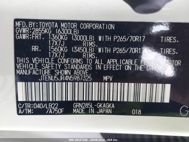 Toyota 4runner Sr5 Premium 2022 JTENU5JR4N5987325 Image 9