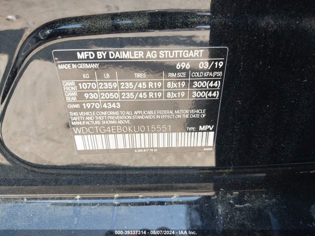Mercedes-Benz GLA 250 2019 WDCTG4EB0KU015551 Image 9