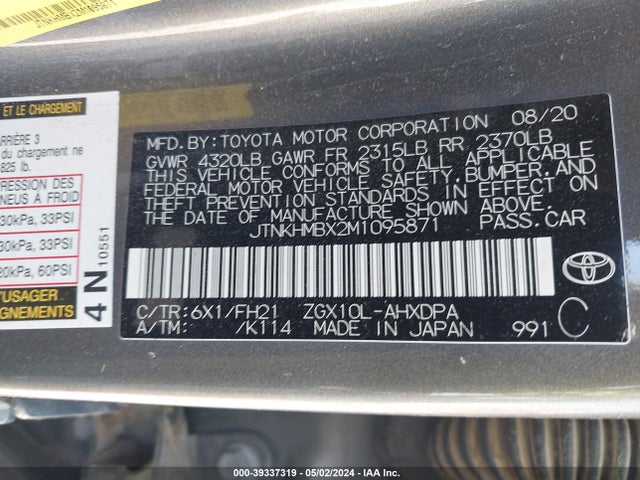 Toyota C-HR LE 2021 JTNKHMBX2M1095871 Image 9