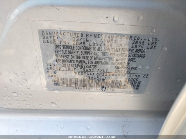 Nissan SENTRA SR 2016 3N1AB7AP4GY254736 Image 9