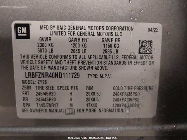 Buick Envision Fwd Essence 2022 LRBFZNR40ND111729 Image 9
