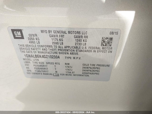 Chevrolet EQUINOX LS 2016 1GNALBEK4GZ102304 Image 9