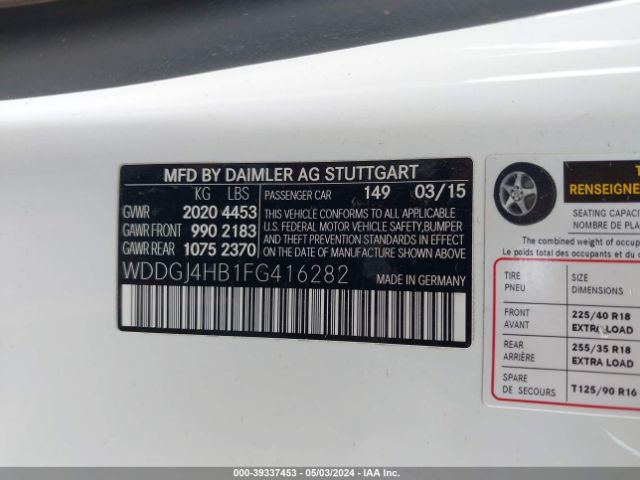 WDDGJ4HB1FG416282 Mercedes-Benz C 250