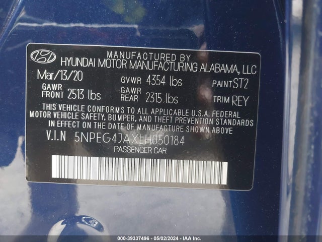 Hyundai SONATA SE 2020 5NPEG4JAXLH050184 Image 9