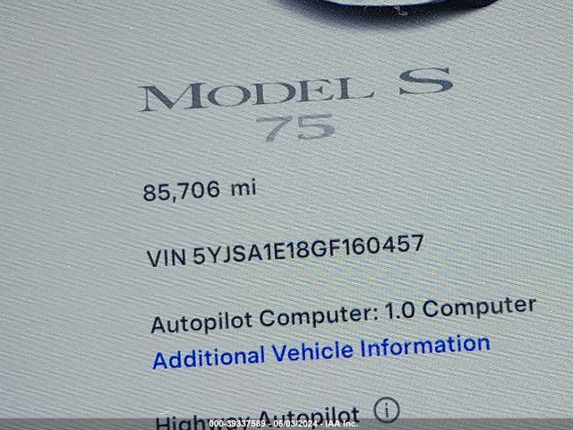 Tesla Model S 60/70/75/85 2016 5YJSA1E18GF160457 Image 16