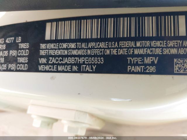 ZACCJABB7HPE65833 Jeep Renegade Altitude Fwd