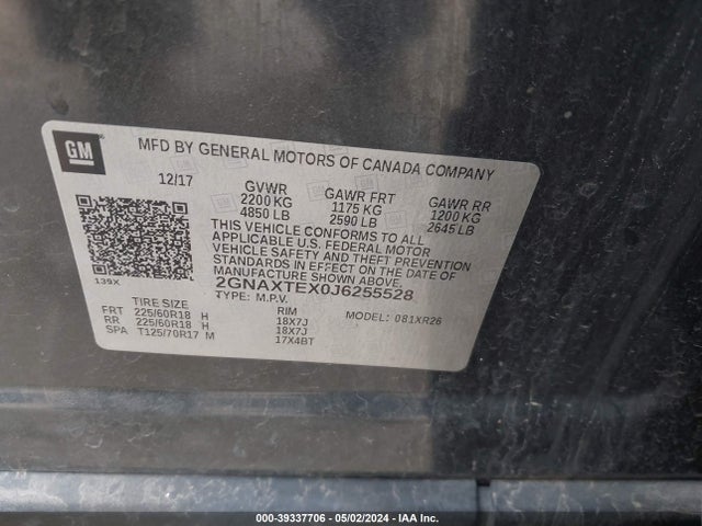 Chevrolet EQUINOX LT 2018 2GNAXTEX0J6255528 Image 9