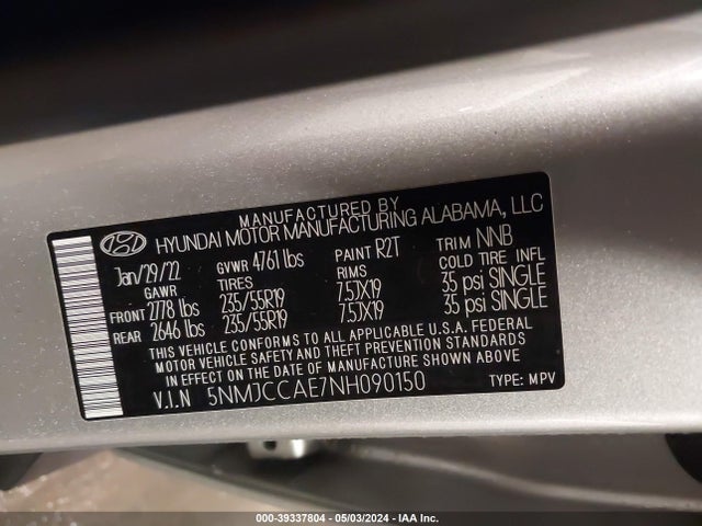 Hyundai TUCSON SEL 2022 5NMJCCAE7NH090150 Image 9