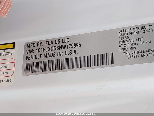 1C4HJXDG3NW179896 Jeep Wrangler Unlimited Sport Altitude 4x4