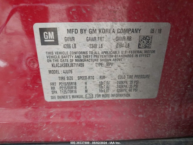 Buick Encore Preferred 2018 KL4CJASBXJB711459 Image 9