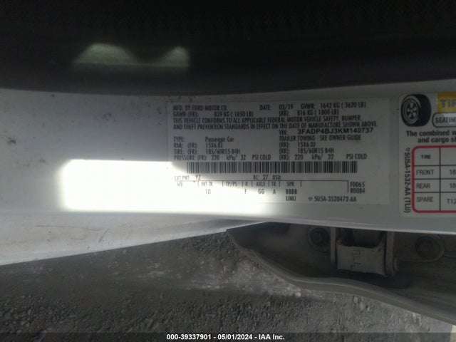 Ford FIESTA SE 2019 3FADP4BJ3KM140737 Image 9