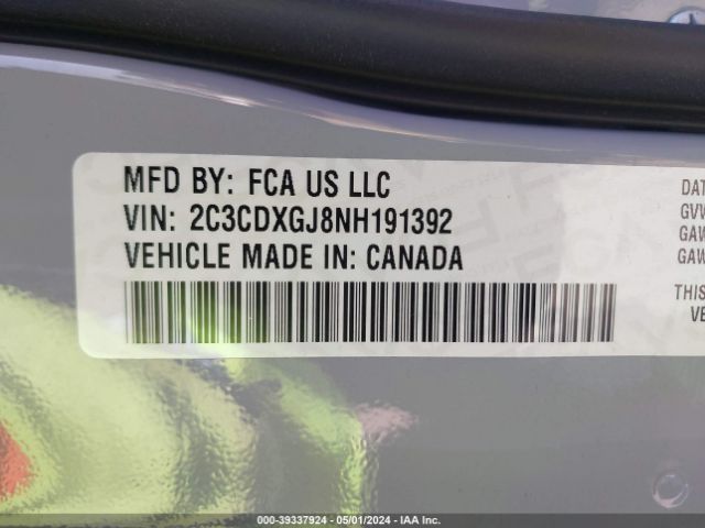 2C3CDXGJ8NH191392 Dodge Charger Scat Pack