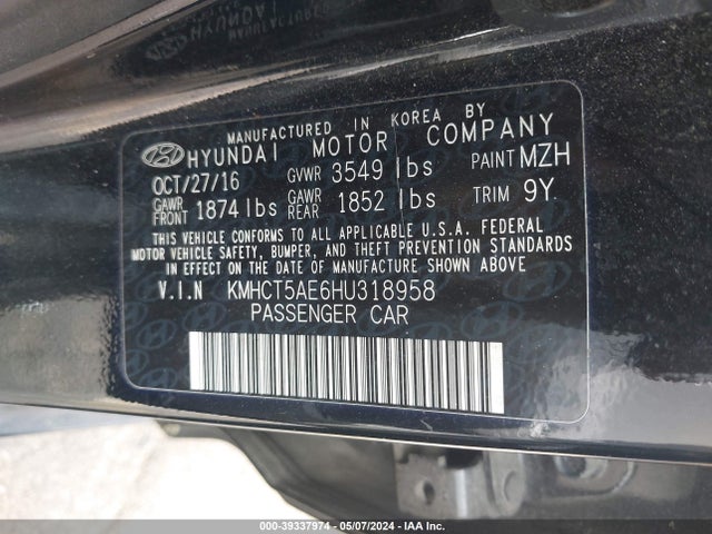 Hyundai ACCENT SE 2017 KMHCT5AE6HU318958 Image 9