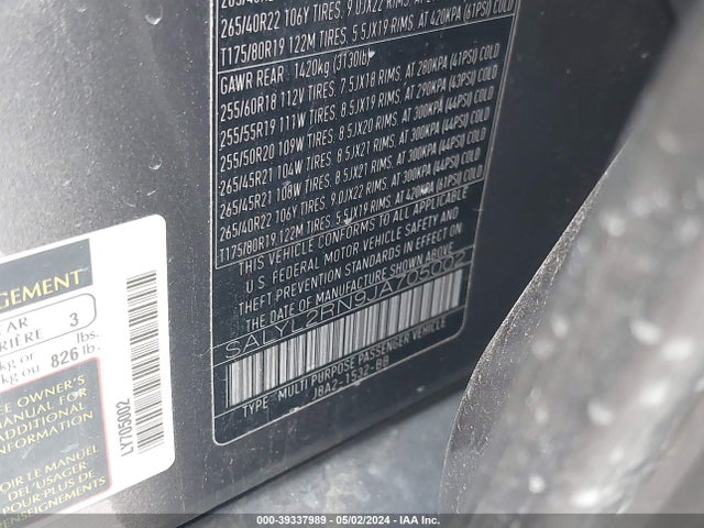 Land Rover Range Rover Velar D180 Se R-dynamic 2018 SALYL2RN9JA705002 Image 9