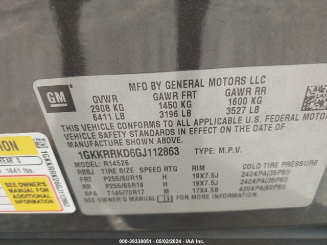 1GKKRRKD6GJ112863 GMC Acadia Slt-1