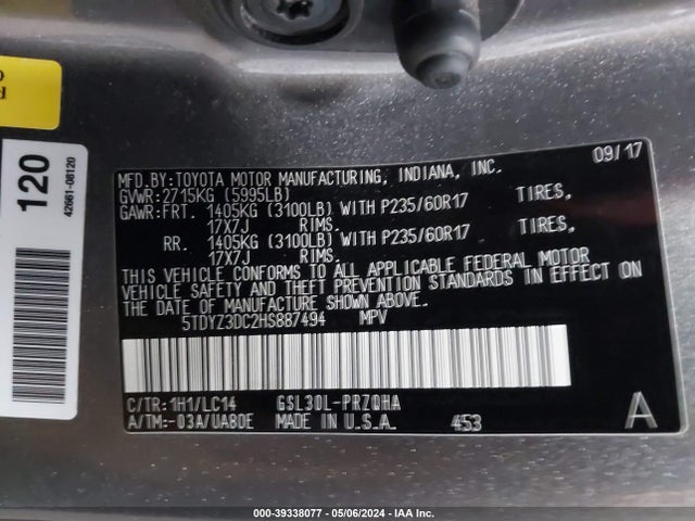 Toyota Sienna Xle 8 Passenger 2017 5TDYZ3DC2HS887494 Image 9