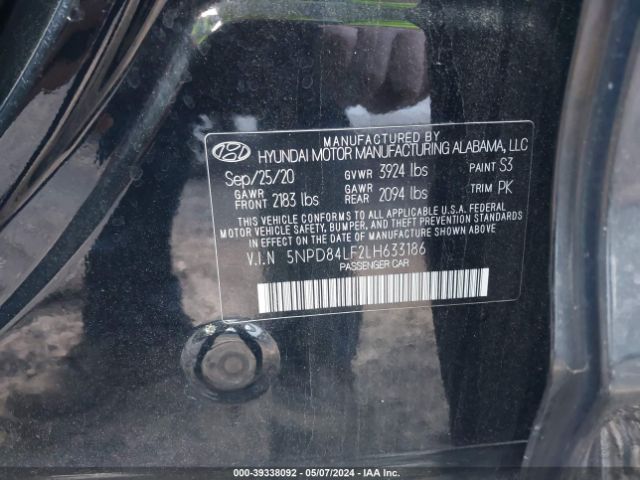 5NPD84LF2LH633186 Hyundai ELANTRA SEL