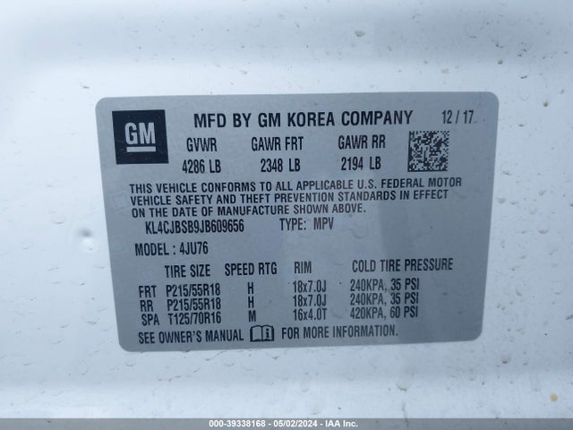 KL4CJBSB9JB609656 Buick Encore Preferred Ii