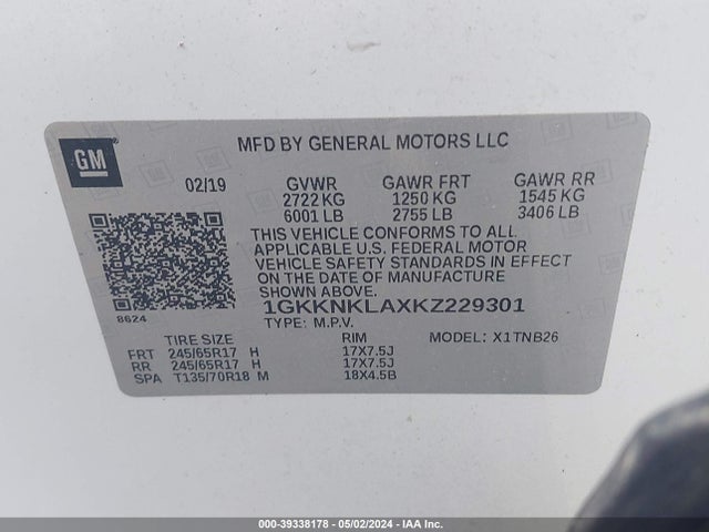 GMC Acadia Sle-1 2019 1GKKNKLAXKZ229301 Image 9