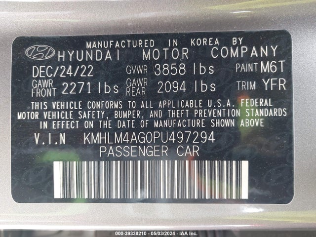 Hyundai ELANTRA SEL 2023 KMHLM4AG0PU497294 Image 9