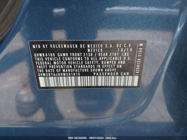 3VW2B7AJ9HM261815 Volkswagen Jetta 1.4t S