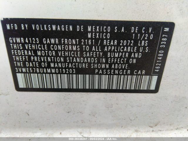 3VWE57BU8MM019203 Volkswagen Jetta 1.4t Sel