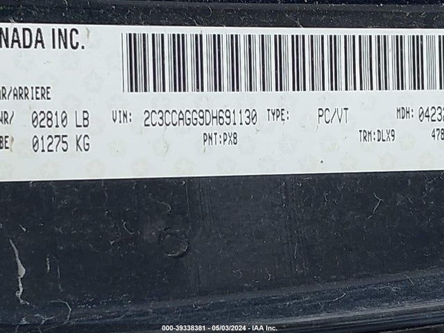 39338381 :رقم المزاد ، 2C3CCAGG9DH691130 vin ، 2013 Chrysler 300 S مزاد بيع