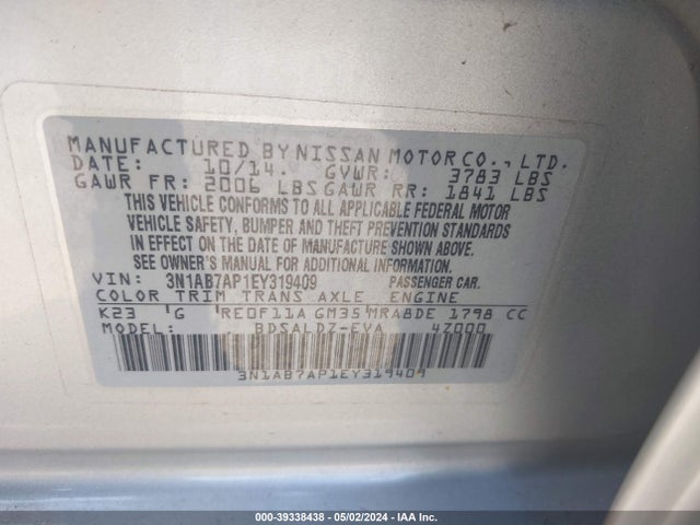 Nissan SENTRA SV 2014 3N1AB7AP1EY319409 Image 9