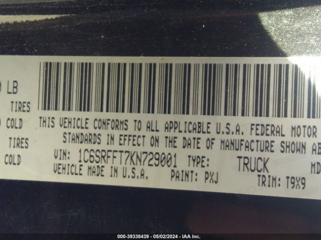 1C6SRFFT7KN729001 RAM 1500 Big Horn/lone Star