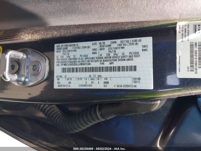 1FMCU0DZ6LUB92124 Ford Escape Titanium Hybrid