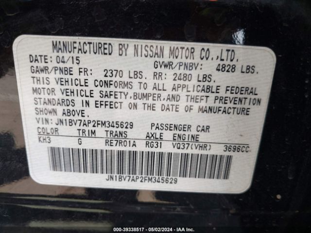 JN1BV7AP2FM345629 Infiniti Q50 Premium