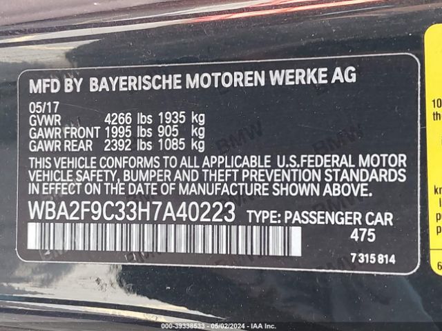 WBA2F9C33H7A40223 BMW 230I