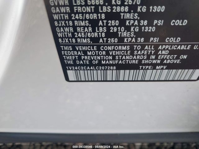 1V24C2CA4LC207288 Volkswagen Atlas Cross Sport 2.0t Se