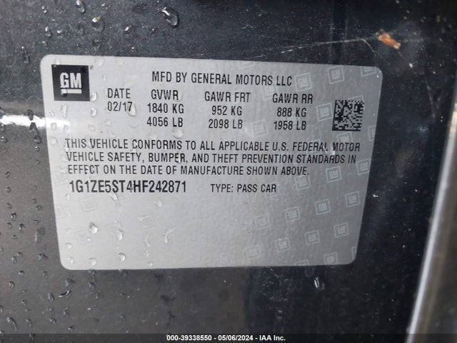 1G1ZE5ST4HF242871 Chevrolet MALIBU 1LT