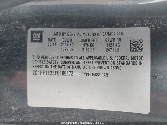 Chevrolet Camaro 2lt 2015 2G1FF1E33F9109173 Image 9