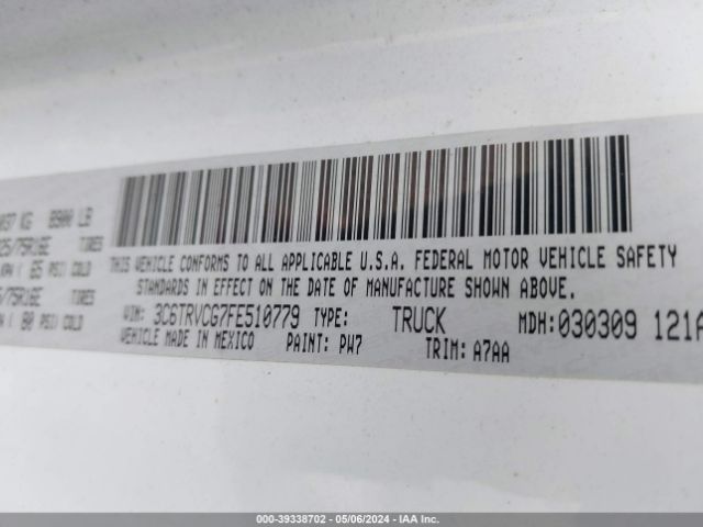 3C6TRVCG7FE510779 RAM Promaster 2500 High Roof