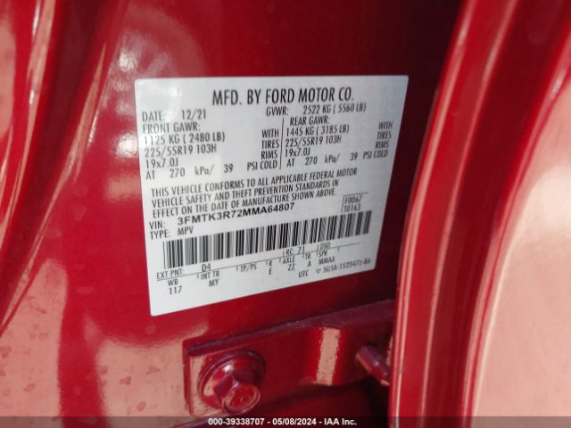 3FMTK3R72MMA64807 Ford Mustang Mach-e Premium
