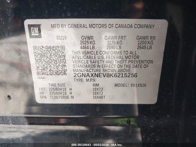 Chevrolet Equinox Premier 2019 2GNAXNEV8K6215256 Image 9