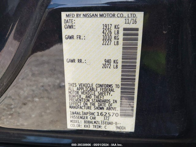 Nissan Altima 2.5 Sv 2017 1N4AL3AP3HC162570 Image 9