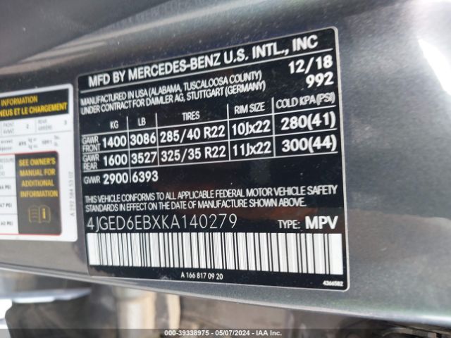 4JGED6EBXKA140279 Mercedes-Benz Amg Gle 43 Coupe 4matic