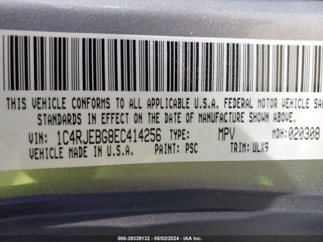 1C4RJEBG8EC414256 Jeep Grand Cherokee Limited
