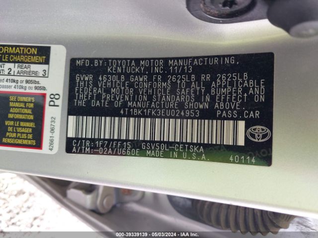 4T1BK1FK3EU024953 Toyota Camry Se V6