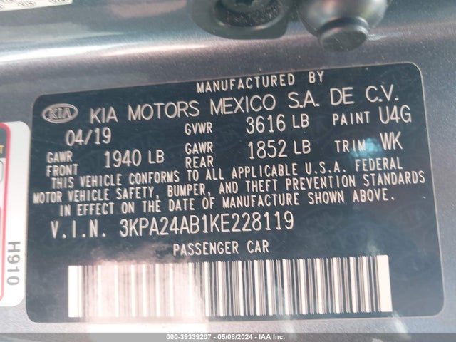 KIA RIO S 2019 3KPA24AB1KE228119 Image 9
