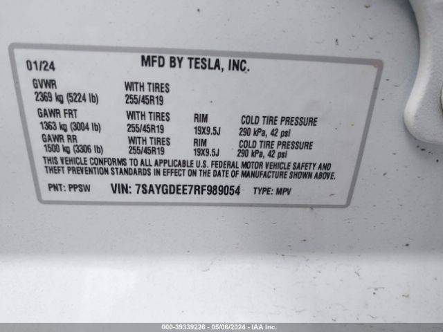 7SAYGDEE7RF989054 Tesla Model Y Long Range Dual Motor All-wheel Drive