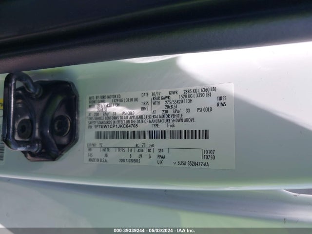 Ford F-150 Xl 2018 1FTEW1CP1JKC64708 Image 9