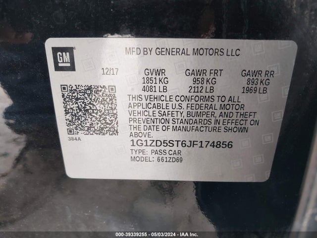 Chevrolet MALIBU LT 2018 1G1ZD5ST6JF174856 Image 9