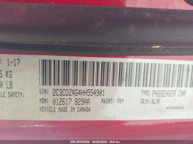 2C3CDZAG4HH554901 Dodge Challenger Sxt Plus