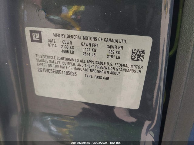 Chevrolet Impala Limited Ltz 2014 2G1WC5E30E1185026 Image 9