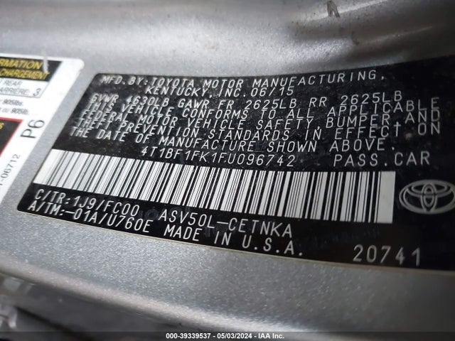 Toyota CAMRY LE 2015 4T1BF1FK1FU096742 Image 9